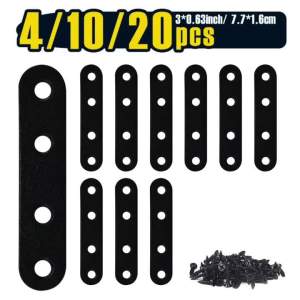 Bộ Khung Nối Kim Loại Thẳng Phẳng Màu Đen 16/40/80 Chiếc Kèm Ốc Vít 17x76mm Dùng Cho Khung Góc Chế Biến Gỗ