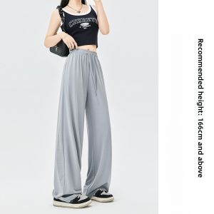 MiiOW | Cat Woman Ice Silk Wide Leg Pants Womens High Waist Summer New Loose Straight Small Size Cool Sun Protection Trousers