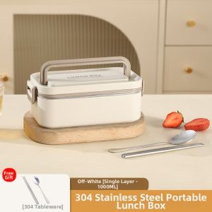 Huaaobai | Food-Grade Insulated Stainless Steel Bento Box Double Layer Divided Rectangular