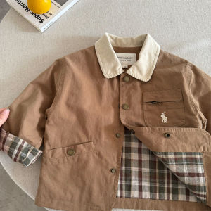 Pure Cotton Soft Spring Autumn Jacket for Boys And Girls Kids Casual Style Single Button Closure Cotton Lined Lightweight