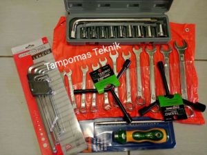 Paket Motor 6 bh Kunci Sok Set 8-24mm Ring Pas Set Obeng BB Kunci L Set Kunci Sok Y Tekiro