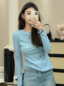 Slim Fit Long Sleeve T-Shirt Womens Base Layer Shirt Inner Wear Hot Girl Pure Desire Style Fall Minimalist Style Top