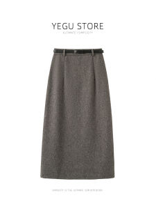 Gray Back Slit Skirt for Women Mid Length Long Length Thick Wool Straight Skirt Small Elegant A- line Sheath Skirt Trendy