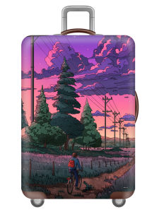 กระเป๋าถือหนาป้องกันรอยยับ ทนทานต่อการสึกหรอ ยืดหยุ่นได้ดี สำหรับกระเป๋าเดินทาง ลายวาดภาพแมว ขนาด 28/32 นิ้ว