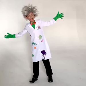 Halloween Mad ChildrenScientist Costume  Doctor Girls Boys Uniform Cosplay Scientific Experiment Set