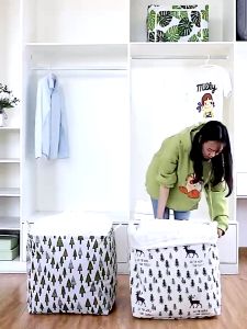 【Ship today】Laundry Basket Ready Stock Large Storage Foldable Capacity Clothes Laudry Basket Baju Bakul Pakaian 脏衣蓝 Laundry basket/oversized cloth basket cloth household storage bag Housekeeping Cotton Linen Fold Square Desktop Storage Box Basket