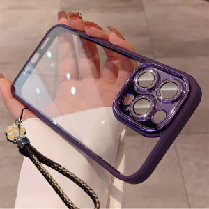 Transparent Silicone Phone Case for Apple 16Promax 15Pro Full Cover Lens Anti-Fall Luxury Creative Style with Flash Powder Membrane