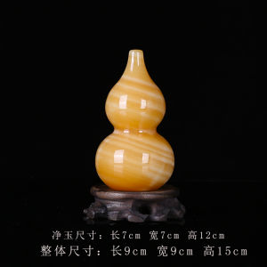 Natural Chinese Style Jade Gourd Ornament Handmade Office Living Room Decorations Moving Gift Item for Entrance Hall Bar