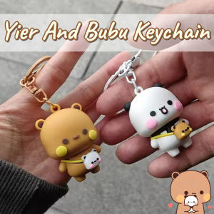 2Pcs Super Cute Bubu and Yier Doll Keychain Bear Panda Pendant Car Keyring Bag Decor Backpack Hanging Ornament Couple Best Friends Gifts