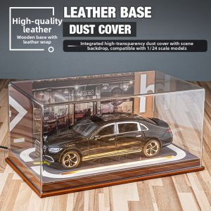 ZIOMIYSTAR | Dustproof Illuminated High-End Leatherette Wood Base Model Car Display Box 1:24