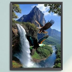 500/1000/1200/2000PCS Jigsaw Puzzle Beautiful Eagle Flying Over Waterfall Scene For Adults Perfect For Quiet Evening Activity