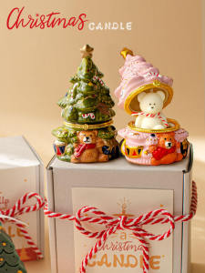 Adorable Bear Christmas Tree Ceramic Aromatherapy Candle: Unique Green Shell & Versatile Ambient Light