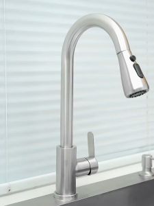 Pull Out Kitchen Faucet for Sink 304 Stainless Steel Hot & Cold Water 360° Swivel 3 Spray Modes