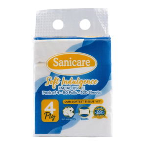 Sanicare Soft Indulgence Facial Tissue Travel Pack 80-Pulls 320-Sheets (Pack of 4)