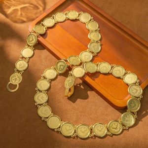 Gold Plated Turkish Coin Waist Chain for Women Arabic Middle East Bridal Jewelry Belt Wedding Accessory