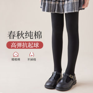 กางเกงผ้าฝ้ายสีดำบางสำหรับเด็กผู้หญิง ถุงเท้าเด็กผู้หญิงแบบสวมสำหรับฤดูใบไม้ร่วงและฤดูหนาว กางเกงชั้นในเด็กผู้หญิงแบบสวมสบาย