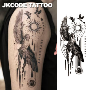 Herbal Tattoo "All-Knowing Angel" - Peace Dove Sun Totem - English Integrity - Flying Pattern Temporary Tattoo Cool Style for Men and Women Multi-Purpose Tattoo for Hands Back Legs Long-Lasting Waterproof for 15 Days