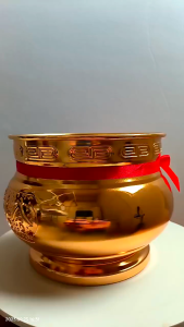 Incense Burner Sandalwood Incense Stick Holder Gold Lucky Bowl Sandalwood Censer Feng Shui Decor Home Decoration 香炉 供奉香插 檀香 礼佛香薰炉 招财香炉 风水摆件