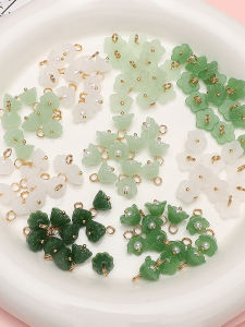 Handmade DIY Glass Imitation Jade Pendant Beads Bracelet Earring Jewelry Accessories Organic Glass Material New Fashion Trend