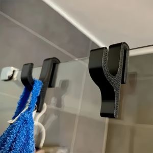 3D Shower Door Towel Hook 8mm Suitable for Glass Doors Bathroom Hangers Clothes Towels Bathrobes Laundry Dormitory Apartments