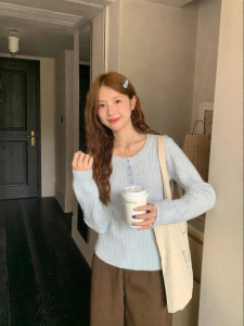 imimtuan | Áo Sweater Len Sợi Cáp Kiểu Dáng Ôm Body Thời Trang
