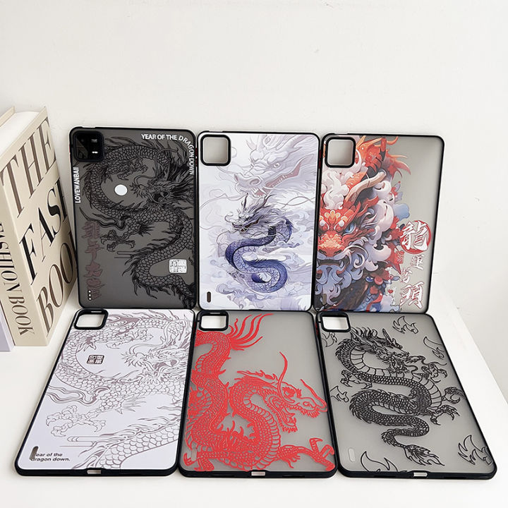 For Samsung Galaxy Tab A8 10.5 2021 SM-X200 SM-X205 Tab A7 10.4 SM-T509 SM-T500 SM-T505 T505N Fashion Skin Feel Cover Tablet Protective Case Painted Patterns Chinese Loong Casing