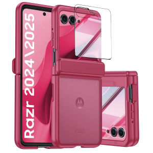 Ốp Lưng Moto Razr 2026/2025/2024 Có Bản Lề & Miếng Dán Bảo Vệ Màn Hình Chống Rơi Cấp Độ Quân Sự Màu Đen Chống Sốc Chống Xước