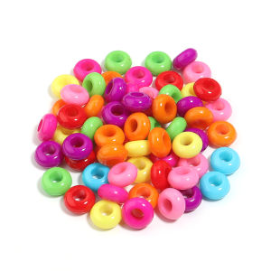 50/100pcs Big Hole Acrylic Ring Beads Mixed Color Abacus Shape Loose Spacer Bead For DIY Bracelet Keychain Accessories Wholesale