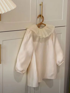 Girls Spring Autumn Fashionable French Style Long Sleeve Tweed Dress with Ruffle Collar Princess Ball Gown Skirt for Kids