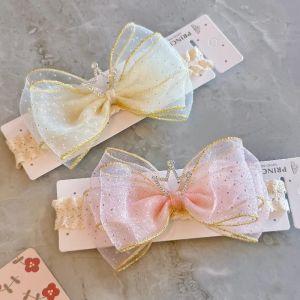 Lace Baby Headband Crown Bow Baby Girl Headbands Turban Infant Newborn Elastic Hair Bands For Baby Hair Accessories Haarband
