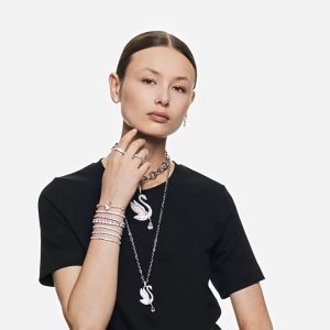 💖Swarovski💖Pop Swan Pink Diamond Bracelet S925 Sterling Silver Womens Fashion Bracelet Hypoallergenic Non-allergenic Valentines Day Gift Birthday Gift for Girlfriend Bestie