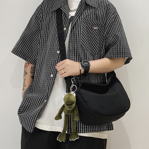 Casual Canvas Crossbody Bag for Men Student Style Korean Japanese Small Size Multifunctional Backpack Soft Shoulder Strap