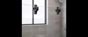 Bathroom Shower Hook For Glass Doors 3D No-drilling Space-saving Multi-functional Hanger For Clothes Towel Bathrobes Organizer