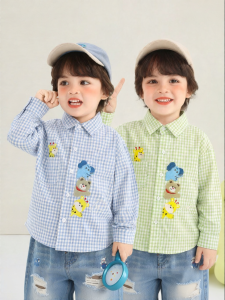 CUTEPANDAS | Áo Sơ Mi Baby Hình Cartoon Plaid