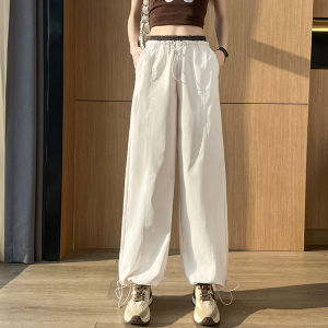 JIANGLU | Gray Wide Leg Workwear Pants Womens Casual Drapey Two-Way Wear Spring Autumn New Style Loose Straight American Sports Pants