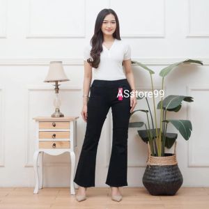Cutbray Highwaist Jeans pinggang karet cewek terlaris