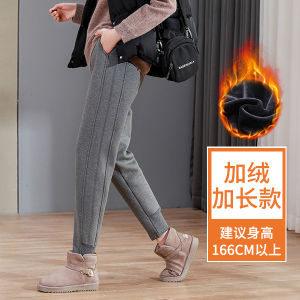 La Chebel Fleece-lined Thickened Sports Pants Female Autumn and Winter High Waist Ankle-Tied Sweatpants Casual Faux Cashmere Windproof Trousers