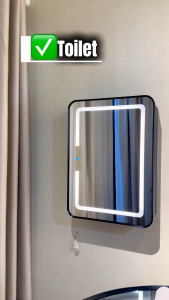 GLOREX 70CM LED Bathroom Cabinet with Mirror Box Large Storage Mirror Cabinet Kabinet Cermin Mirror Box with Shelf IKEA