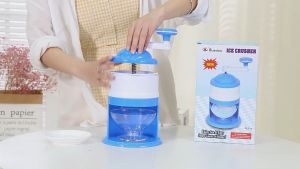 เครื่องทำน้ำแข็งใสแบบมือหมุน (ฟ้า-ขาว) เครื่องไสน้ำแข็ง มีถ้วยแถมจ้า!!! เครื่องทำน้ำแข็งไสเกล็ดหิมะ พร้อมส่ง!!