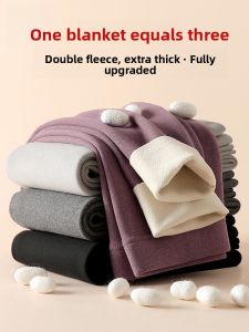 MiiOW | Thickened Fleece Lined High Waist Womens Thermal Pants Autumn Winter Warm Trousers Inner Wear Black Base Layer Cotton Trousers