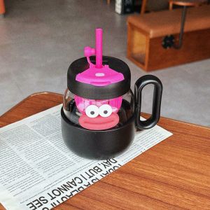 Elegant Womens Heat-resistant Glass Cup With Tea Separator Dual-drink Straw