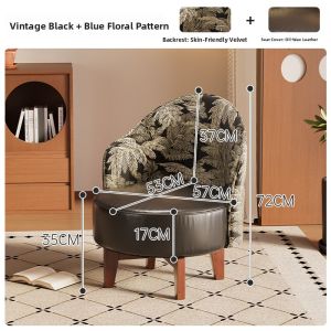 360° Rotating Single Sofa Chair Leisure Backrest Chair for Balcony Living Room Bedroom Solid Wood Frame High Density Sponge