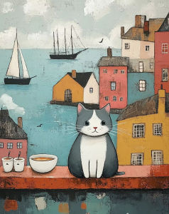 BILIBILI | DIY Digital Oil Painting Paint By Numbers Cute House Cat Canvas Hand Painted Artwork for Home Decoration Festival Gift