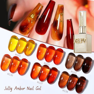 6Pcs 15Ml high transparent amber brown gel nail polish set UV Led autumn and winter popular semi permanent gel nail polish