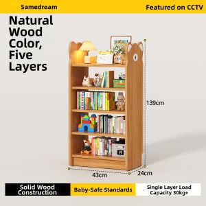 SAMEDREAM | Child Wooden Bookshelf Floor Shelving Unit Storage for Living Room