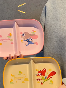 Disney Stitch and Judy Nick Divided Ceramic Breakfast Plate High-Value Design for Children and Home Use Unglazed Non-Slip Bottom Available in gift boxes
