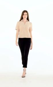 Krizia Collar Blouse with FREE Detachable Crystal Necklace and Pearl Detail