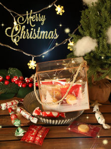 2022 Christmas Candy Box Nougat Cookie Snowflake Crisp Transparent Pet Portable Box Ins Style Milk Jujube Gift Box