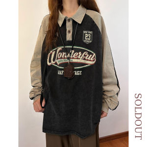 Soldout Original American Retro Short Sleeve Polo Collar T-shirt Men and Women Special-Interest Design Pure Cotton Contrast-Color Loose Tops