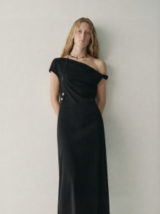 INSIS FEMME | Knitted Cotton Single Shoulder Waist Twisted Simple Artistic Dress
